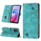 For OPPO A96 4G / A36 / A76 / Realme 9i Skin-feel Embossed Leather Phone Case(Green) - 1