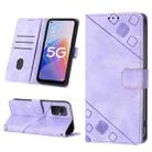 For OPPO A96 5G / Reno7z / Reno7 Lite 5G / F21 Pro 5G / Reno8 z / OnePlus Nord N20  Skin-feel Embossed Leather Phone Case(Light Purple) - 1