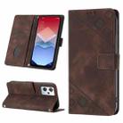 For OPPO K10X / Realme 9 Pro Skin-feel Embossed Leather Phone Case(Brown) - 1
