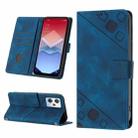 For OPPO K10X / Realme 9 Pro Skin-feel Embossed Leather Phone Case(Blue) - 1