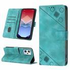 For OPPO K10X / Realme 9 Pro Skin-feel Embossed Leather Phone Case(Green) - 1