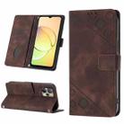 For Realme 10 Skin-feel Embossed Leather Phone Case(Brown) - 1