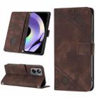 For Realme 10 Pro Skin-feel Embossed Leather Phone Case(Brown) - 1