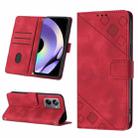 For Realme 10 Pro Skin-feel Embossed Leather Phone Case(Red) - 1