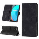 For Realme C11 Skin-feel Embossed Leather Phone Case(Black) - 1