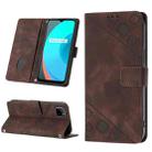 For Realme C11 Skin-feel Embossed Leather Phone Case(Brown) - 1