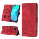 For Realme C11 Skin-feel Embossed Leather Phone Case(Red) - 1