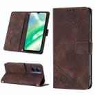 For Realme C33 Skin-feel Embossed Leather Phone Case(Brown) - 1