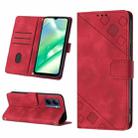 For Realme C33 Skin-feel Embossed Leather Phone Case(Red) - 1