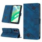 For Realme C33 Skin-feel Embossed Leather Phone Case(Blue) - 1