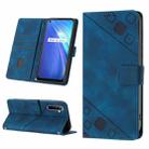 For Realme 6 Skin-feel Embossed Leather Phone Case(Blue) - 1