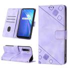 For Realme 6 Skin-feel Embossed Leather Phone Case(Light Purple) - 1