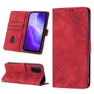 For OPPO Reno5 A Skin-feel Embossed Leather Phone Case(Red) - 1