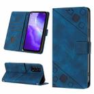 For OPPO Reno5 A Skin-feel Embossed Leather Phone Case(Blue) - 1