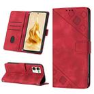 For OPPO Reno9 Pro+ Skin-feel Embossed Leather Phone Case(Red) - 1