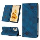 For OPPO Reno9 Pro+ Skin-feel Embossed Leather Phone Case(Blue) - 1