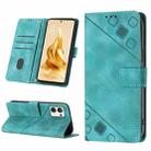 For OPPO Reno9 Pro+ Skin-feel Embossed Leather Phone Case(Green) - 1