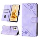 For OPPO Reno9 Pro+ Skin-feel Embossed Leather Phone Case(Light Purple) - 1