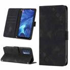 For OPPO Reno4 Skin-feel Embossed Leather Phone Case(Black) - 1