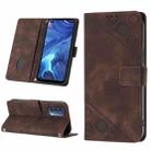 For OPPO Reno4 Skin-feel Embossed Leather Phone Case(Brown) - 1