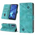 For OPPO Reno4 Skin-feel Embossed Leather Phone Case(Green) - 1