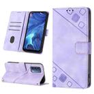 For OPPO Reno4 Skin-feel Embossed Leather Phone Case(Light Purple) - 1