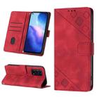 For OPPO Reno5 4G / Reno5 5G Skin-feel Embossed Leather Phone Case(Red) - 1