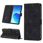 For OPPO Reno6 4G Skin-feel Embossed Leather Phone Case(Black) - 1