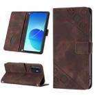 For OPPO Reno6 4G Skin-feel Embossed Leather Phone Case(Brown) - 1