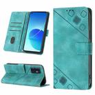 For OPPO Reno6 4G Skin-feel Embossed Leather Phone Case(Green) - 1