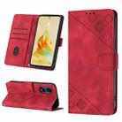 For OPPO Reno8 T 5G/A1 Pro 5G Global Skin-feel Embossed Leather Phone Case(Red) - 1