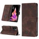 For OPPO Reno9 5G／Reno9 Pro 5G Skin-feel Embossed Leather Phone Case(Brown) - 1