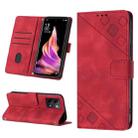 For OPPO Reno9 5G／Reno9 Pro 5G Skin-feel Embossed Leather Phone Case(Red) - 1