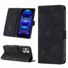 For Xiaomi Redmi Note 12 Pro+ Global / Redmi Note 12 Explorer Skin-feel Embossed Leather Phone Case(Black) - 1