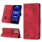 For Xiaomi Redmi Note 12 Pro+ Global / Redmi Note 12 Explorer Skin-feel Embossed Leather Phone Case(Red) - 1