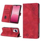 For Xiaomi 13 Lite 5G Skin-feel Embossed Leather Phone Case(Red) - 1