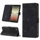For Sony XPreia 5 IV Skin-feel Embossed Leather Phone Case(Black) - 1