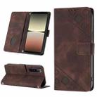 For Sony XPreia 5 IV Skin-feel Embossed Leather Phone Case(Brown) - 1