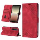 For Sony XPreia 5 IV Skin-feel Embossed Leather Phone Case(Red) - 1