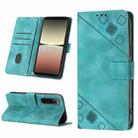 For Sony XPreia 5 IV Skin-feel Embossed Leather Phone Case(Green) - 1