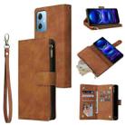 For Xiaomi Redmi Note 12 5G Global India / Poco X5 Multifunctional Multi-Card Wallet Phone Leather Case(Brown) - 1