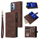 For Xiaomi Redmi Note 12 5G Global India / Poco X5 Multifunctional Multi-Card Wallet Phone Leather Case(Coffee) - 1