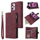 For Xiaomi Redmi Note 12 Pro 5G Global India / Note 12 Pro 5G Speed Edition / Poco X5 Pro Multifunctional Multi-Card Wallet Phone Leather Case(Wine Red) - 1