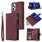 For Xiaomi Redmi Note 12 Pro+ 5G Global India / Note 12 Explorer Multifunctional Multi-Card Wallet Phone Leather Case(Wine Red) - 1