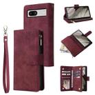 For Google Pixel 7A Multifunctional Multi-Card Wallet Phone Leather Case(Wine Red) - 1