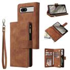 For Google Pixel 7A Multifunctional Multi-Card Wallet Phone Leather Case(Brown) - 1