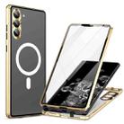 For Samsung Galaxy S21 5G HD Full Cover Magsafe Magnetic Metal Tempered Glass Phone Case(Gold) - 1