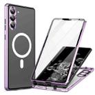 For Samsung Galaxy S21 5G HD Full Cover Magsafe Magnetic Metal Tempered Glass Phone Case(Purple) - 1