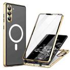 For Samsung Galaxy S21+ 5G HD Full Cover Magsafe Magnetic Metal Tempered Glass Phone Case(Gold) - 1