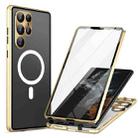For Samsung Galaxy S21 Ultra 5G HD Full Cover Magsafe Magnetic Metal Tempered Glass Phone Case(Gold) - 1